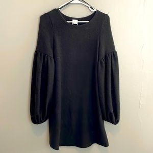 NWT black sweater dress with puffed sleeves
